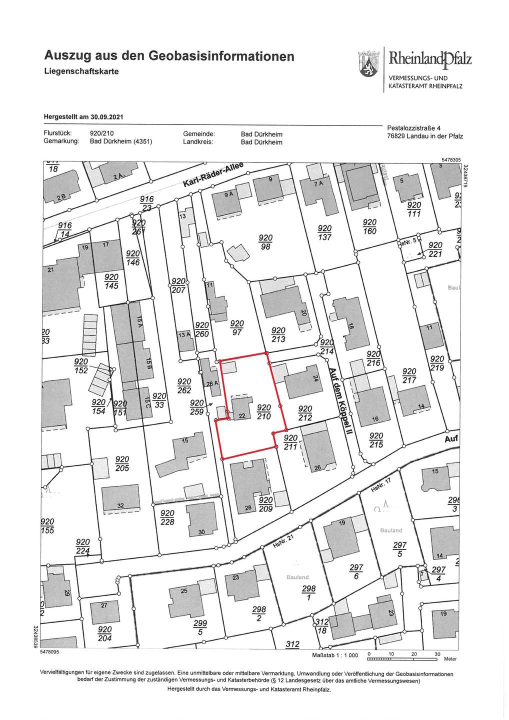 Amtlicher Lageplan