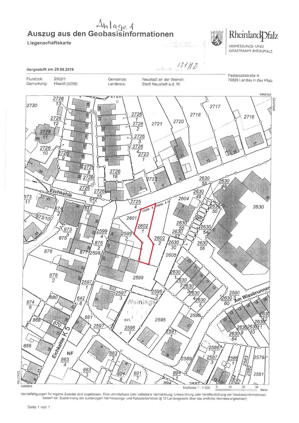Amtlicher Lageplan 2602-1
