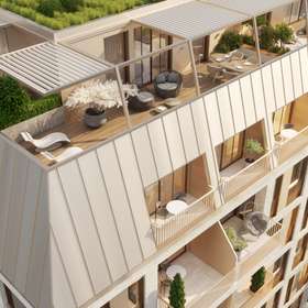 Blick auf Loggien und Terrassen